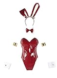 CR ROLECOS Zero Two Bunny Costume Women Bunny Girl Cosplay Suit Red One Piece Bodysuit Outfit...