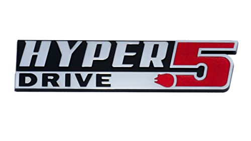 Image of Pair Set Hyper Drive Emblem 3D Badge Nameplate Sticker Replacement for Universal Vehicle,Truck,RV,SUV,Door Decoration (Silver Red)