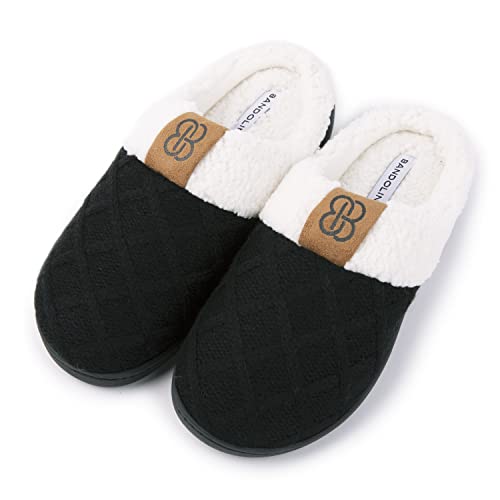Bandolino Women's House Slippers, Rubber Sole Cozy Knit Sherpa Clog Winter Slippers, Indoor/Outdoor Womens Slipper,