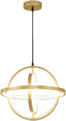 Lampe suspendue ronde à LED 40W dorée pour salle à manger et bureau moderne