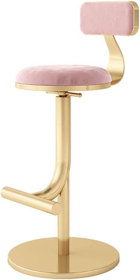 Chaises de bar velours rose avec dossier rond tabouret de bar hauteur réglable cuisine
