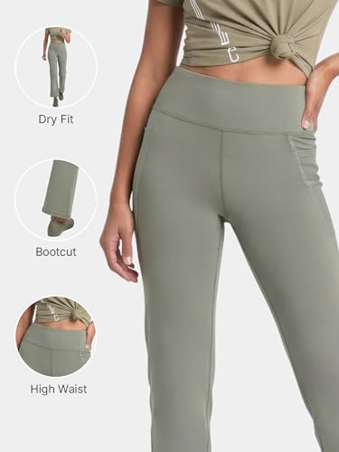 Image of Enamor High Rise Full Length Pull on Boot Cut Active Pant for Women - Relaxed Fit, Quick Dry, Antimicrobial - A402