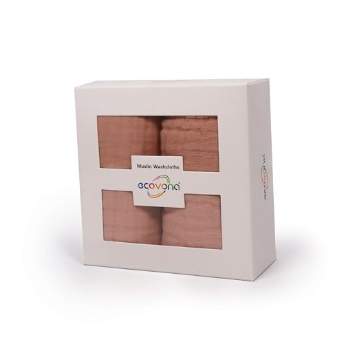 100% Cotton Baby Burp Cloths 10"x10" (8 Pack) Snuggle Comfort Muslin Washcloths - Newborn Baby Must Haves & Registry Gifts - Easy to Clean Cloth for Babies, New Born Boy & Girl (Blush)3