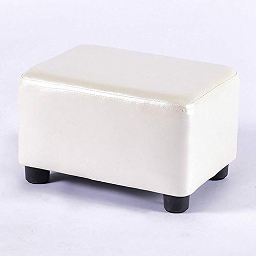 Reposapiés Plegable de Piel sintética con Patas de Madera, reposapiés pequeño, Taburete otomano Rectangular para tocador, Dormitorio, Oficina, Color Negro, 38 x 26 x 22 cm (Blanco,
