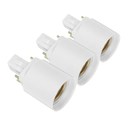 ETHZZLE Adaptador De Casquillo Para Bombillas G24q a E27, Convertidor De Portalámparas De 4 Pines Resistente Al Calor, 3 Piezas, Compatible Bombillas Led Para Uso Hogar y Oficina, Voltaje Ac100-240v