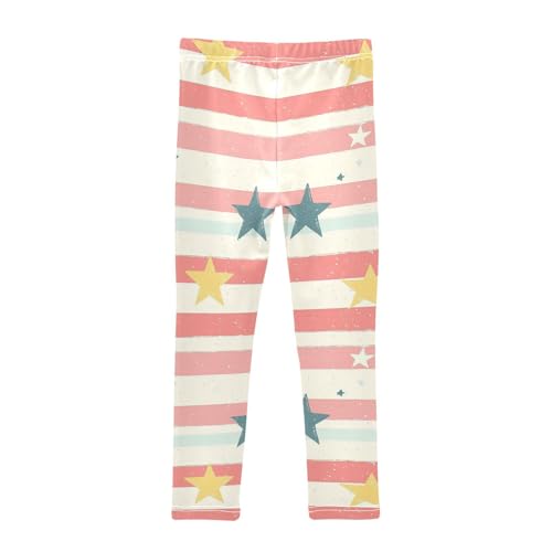 KLL 5 Pointed Stars Red Stripes Toddler Girls Cotton Pants Fashion High Waisted Yoga Pants Running2