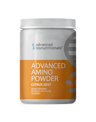 Advanced Bionutritionals – Advanced Amino Powder, Amino Acid Supplement, Build Muscle, Post Workout Recovery, Energy,Non-GMO, Gluten Free, Dairy Free, Vegan (30 Servings) (9.52oz, Citrus Zest)