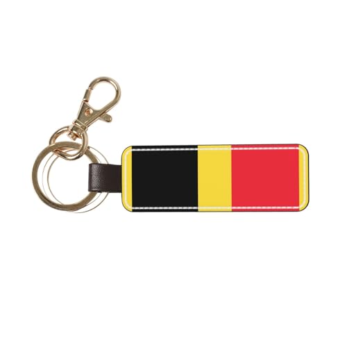 Porte-clés en cuir avec drapeau du Paraguay - Cadeau personnalisé - Convient comme cadeau d'anniversaire, Drapeau de la Belgique, taille unique