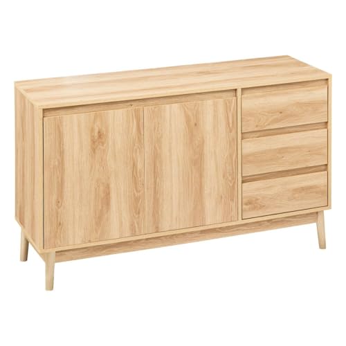5five - Buffet Placard 3 tiroirs Effet chêne Naturel abana