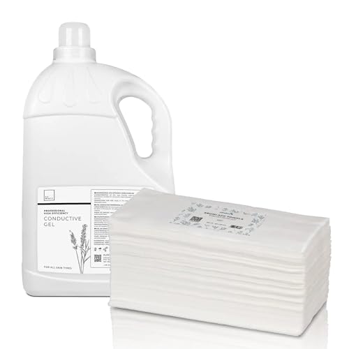 Pack Gel Conductor de Ultrasonido de Alta Viscosidad 5 litros + Toallas Spunlace 40x80 cm para Peluquería y Estética 100 unidades