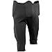 TAG Adult Integrated Football Pant - Sewn-in Hip, Thigh, Tail and Knee Pads - 3-Piece Back - Open Fly with Elastic and Half Web Belt - Great for Football Practice - Black - Large