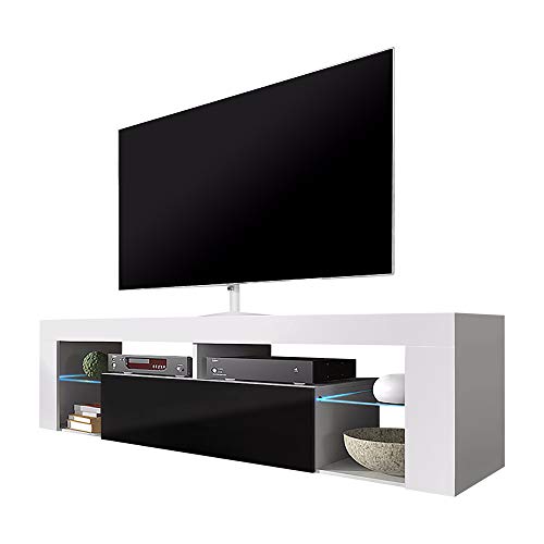 Selsey Mobile TV, Materiale: Legno Vetro, Bianco