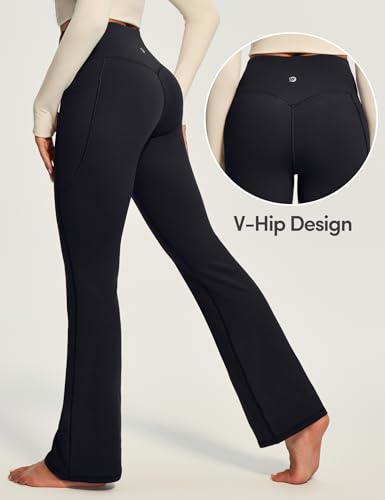 IUGA Fleece Lined Pants Women Thermal Flare Leggings Winter Warm Bootcut Workout Yoga Pants Women with Pockets High Waisted4