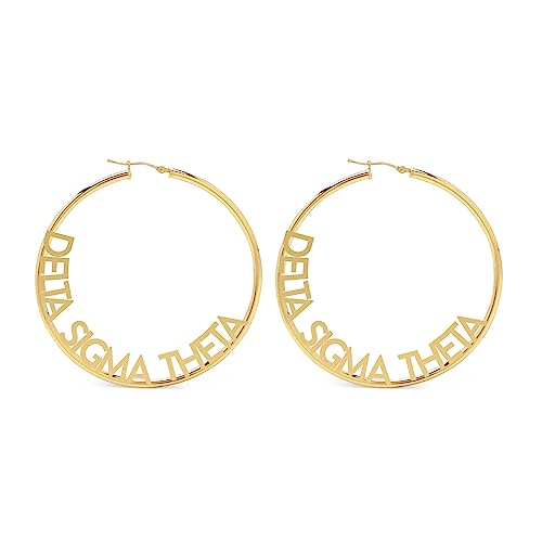 Sorority Shop Delta Sigma Theta- Hoop 18K Gold Plated Dainty Earrings for Women - Delta Sigma Theta Jewelry with Ideal 2