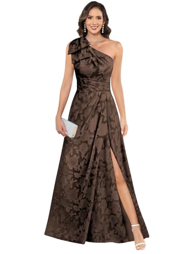 Gisntore One Shoulder Mother of The Bride Dresses for Women Brown...