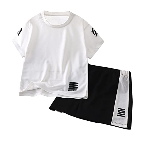 Kids Boys Girls Quick Dry Short Outfits Short Sleeve Crew Neck Athletic Breathable Running Tops+Shorts Clothes Sets