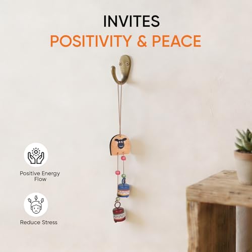 Image of Aakriti Art Creations Tintin Dog Wind Chime with 2 Metal Bells | Handmade Modern Art Wooden & Metal Wind Chime | Outdoor & Indoor Decorative Wind Chimes for Balcony, Garden, Living Room & Gifting