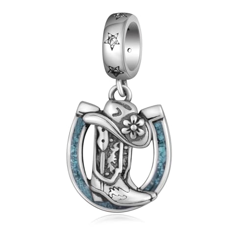 Western Charm 925 Sterling Silver Horseshoe Charm Turquoise Jewelry Gifts for Women