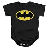 Popfunk Batman Classic Logo Baby Onesie Bodysuit, Black (6 Months)
