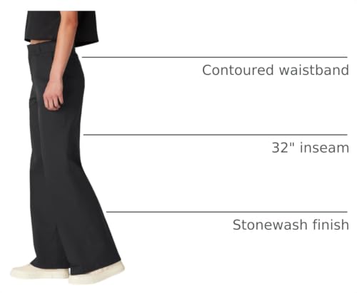 Dickies Women's Wide Leg Work Pants - Heavyweight Twill Fabric High Rise Relaxed Fit Work Pants for Women, Size 10 Regular, Stonewashed Black - image 4
