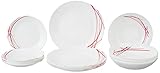 Fabricada en francia Arcopal Domitille Rojo Vajilla de vidrio opal extra resistente para 6 personas, 18 piezas, Sin BPA, Hecha en Francia