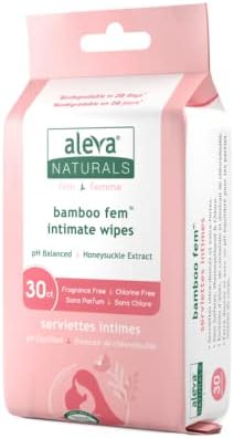 Aleva Naturals Bamboo Fem Wipes for Woman – Ultra-Soft, Biodegradable, pH Balanced Formula to Refresh Intimate Areas, Gentle Cleansing Wipes – Unbleached, 30 Count (Pack of 1)