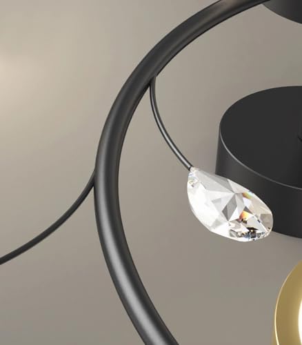 Plafonnier LED cristal dimmable avec télécommande salon 7 têtes