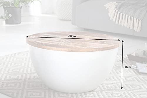 Riess Ambiente Handgefertigter Couchtisch Industrial Storage 60cm Mangoholz Bohlen weiß Wohnzimmertisch Tisch – Bild 6