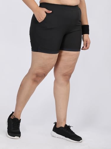 Image of CHKOKKO Sports Shorts for Women Running Gym Workout - Dry Fit Quick Dry Double Layer Inner Compression with Pockets | Breathable Lightweight Athletic Wear Above Knee BLKDARKGREY 3XL