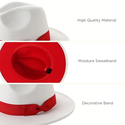 Image of BABEYOND 1920s Fedora Hat for Men Gatsby Wide Brim Fedora Hat Felt Panama Cap with Band for Women Men
