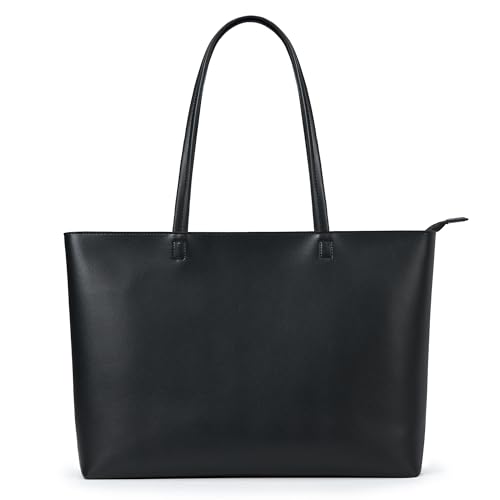 KALIDI Handtasche Damen Groß Shopper Tasche Damen PU Leder Tote Bag Wasserdichte Henkeltaschen mit Reißverschluss für Arbeit, Reisen, Einkauf, Schule Schwarz(L)
