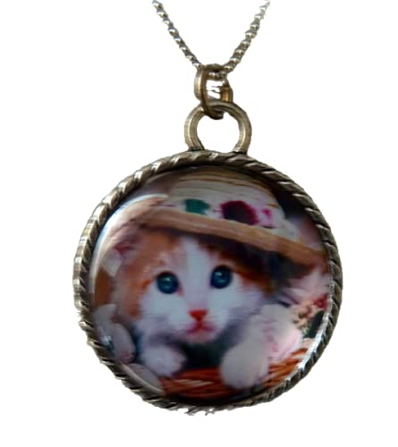 Pendentif chat au chapeau métal argenté bijou femme original