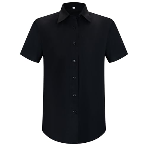 MISEMIYA - Damen KELLNERHEMD MIT KURZEN ÄRMELN - Woman Hospitality UNIFORM - 8726B - X-Small, Schwarz