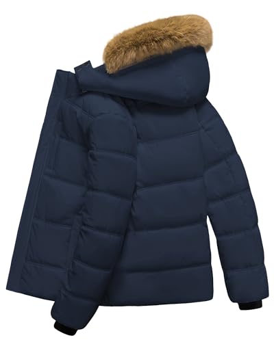 Image of Men's Puffer Jacket Winter Coat Puffy Parka with Fur Hood Waterproof & Windproof Shell Fleece lining 4 Pockets