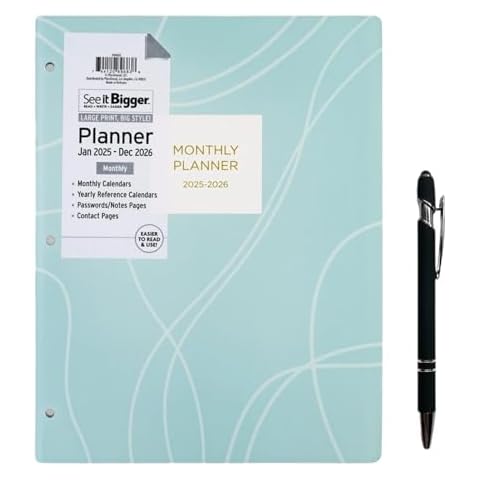 PlanAhead Home/Office 2-Year Monthly Planner, January 2025 – December 2026, 8.5 x 11 Inches and Ultima Inspirational Pen "My Life is My Message". Cover