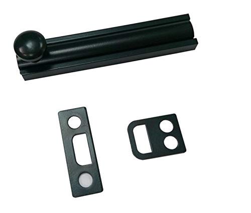 QCAA Solid Brass Surface Bolt, Matte Black, 4", Made in Taiwan, 6 Pack