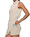 XIEERDUO Lounge Sets for Women Two Piece Summer Matching Skirt Sets Women Clothing Beach Fashion Vacation Clothes Cruise Travel Casual Outfits 2025 Mock Neck Tank Tops Tennis Skirt Sets Beige M