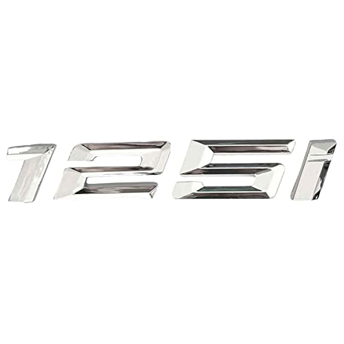 Emblema 125i, Insignia 125i, Adhesivo 125i, Pegatina 125i, Adhesivo para Maletero, Emblema para Maletero Coche, Compatible con BMW. Plástico, 120 x 20 mm, Plateado