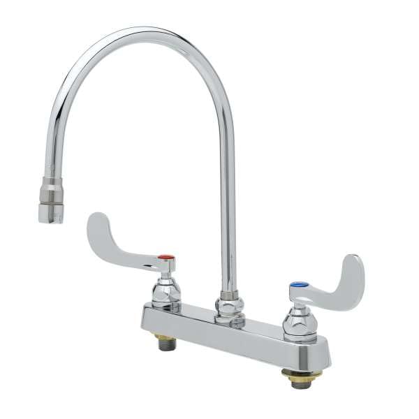 T&S Brass B-1120-135X-WH4 Workboard Faucet, Deck Mount, 8-3/4" Swivel Gooseneck, Stream Regulator, 8"