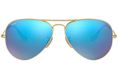Image of Ray-Ban WOMEN Rb3025 Classic Mirrored sunglasses, Matte Gold Frame /Crystal Green Mirror Blue Lens 112 /17, Medium US