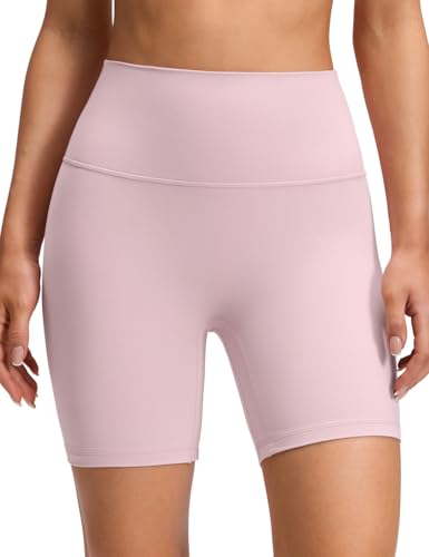 CRZ YOGA Butterluxe No Front Seam Biker Shorts 6 - High Waisted Lounge Pilates Workout Athletic Womens Buttery Soft Pink Haze Medium