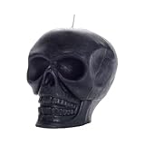 Big Dipper Wax Works Black Skull Candle, 100% Pure Beeswax Sculpted, 40-Hour Burn, Handcrafted Halloween Décor, Gothic Home Accent, 3.5” x 3.75”, Unscented Spooky Candle