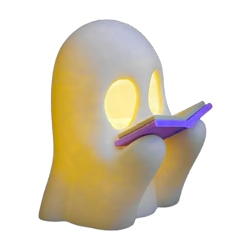 Générique Halloween Ghost Statue, Cute Reading Figurine, Funny Indoor Decoration Ornament (1 Pack, White), for Desk, Mantel, Tabletop, Bookshelf, Halloween Home Decor and More