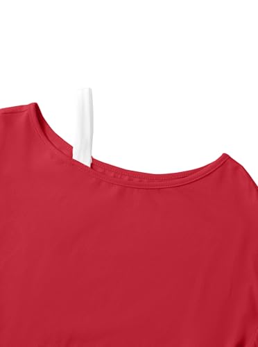 Image of Girls Off The Shoulder Tops Asymmetrical Short Sleeve Crop Top Cute Summer Tee Shirts