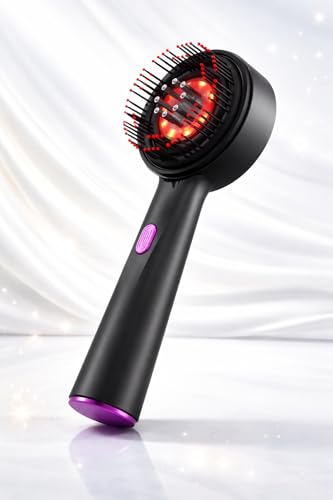 Image of KRIS KROS Premium Electric Scalp Massager Comb | 3 In 1 Hair Oil Applicator | Red Led Light Therapy | Boost Hair Growth | Reduce Dandruff | Relieve Stress | IPX7 Waterproof | 6 ML Oil Tank | 3 Hr Run-Time | Type-C