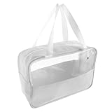 Cabilock Bolsa de Maquillaje de Viaje Grande Resistente al Agua Asa Portátil, Diseño Patchwork Blanco, Organizador Multifuncional para Mujer, Neceser de Aseo para Viaje y Almacenamiento