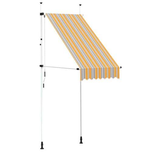 vidaXL Markise Einziehbar Manuell Wasserabweisend Balkonmarkise Klemmmarkise Garten Sonnenschutz Terrasse Balkon 100cm Gelb Blau Gestreift