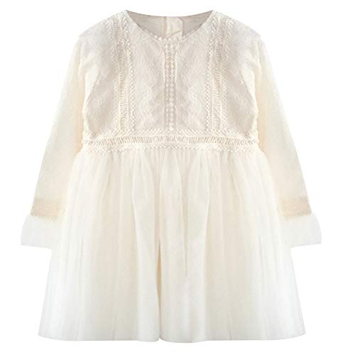 ggudd Niña Manga Larga Mini Tul Tutu Chifones Formal Tipo Vestido (Blanco, 160) Cover
