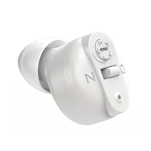 Image of Aika Rechargeable Hearing Aid with Adjustable Sound Amplifier - Ideal for Elderly and Deafness - Includes Charging Case (1 Pcs, White, for Both Ear)