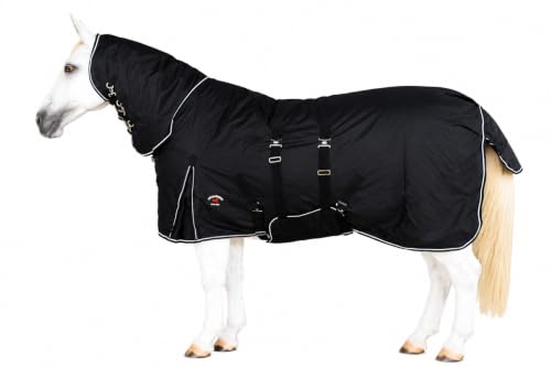 Image of CHALLENGER 60 inch 1200D Heavy-Weight Winter Turnout Horse Blanket Combo Neck Black /Turquoise
